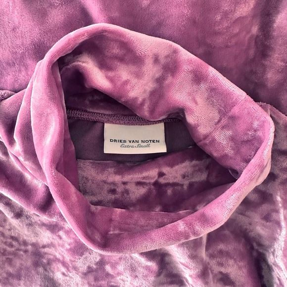 Dries Van Noten mauve pink velvet turtleneck mock neck maryam nassir zadeh XS S - Picture 3 of 6